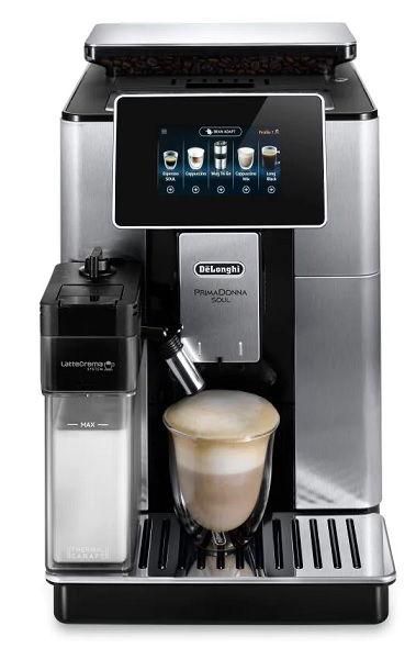De'Longhi Primadonna Soul , Fully Automatic Coffee Machine, Bean to Cup, Built In Grinder, Latte Crema Hot, Automatic Milk Frother, 1440W, 2.2L, 15 Bar, Touch screen, App Connectivity, ECAM610.75.MB, Silver