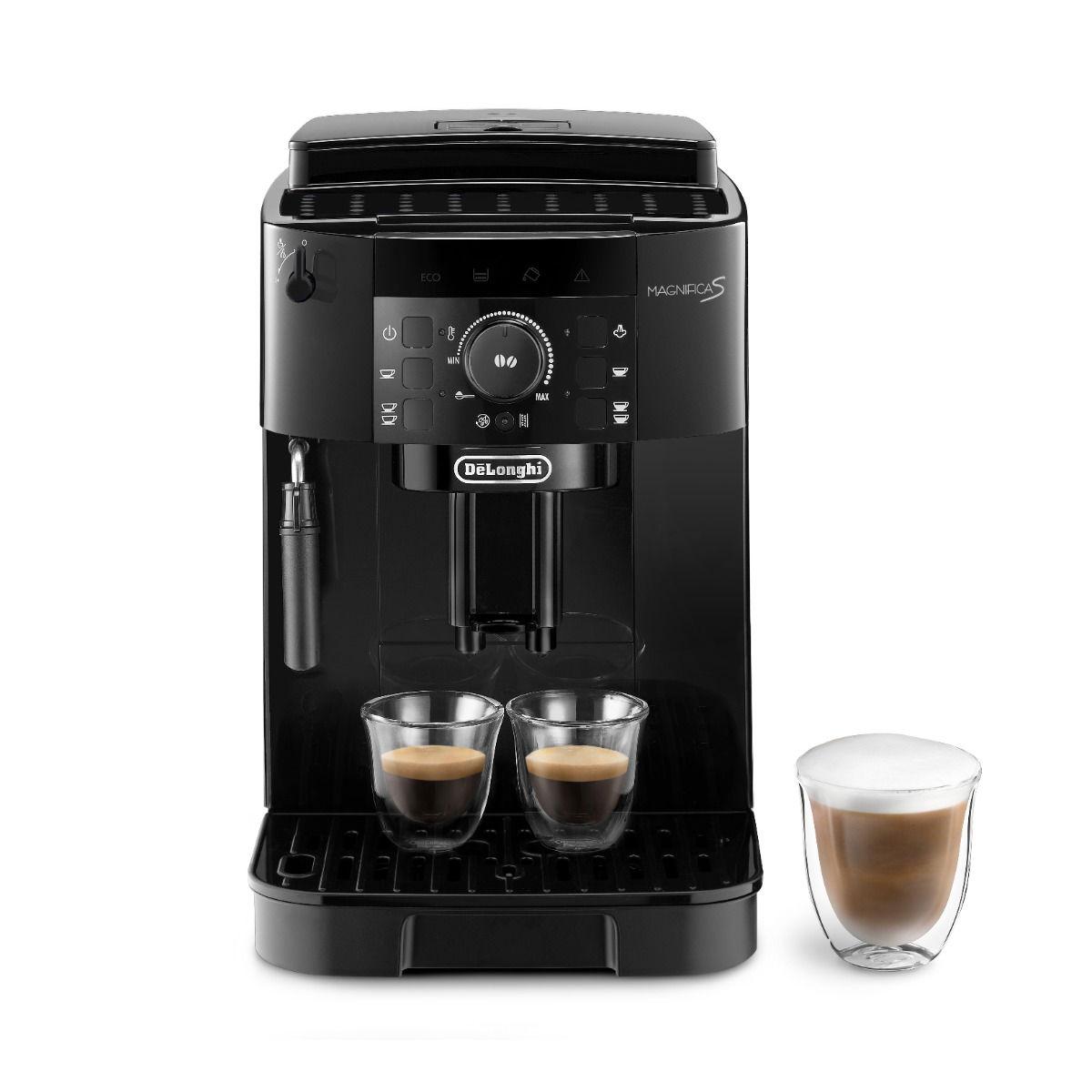 De'Longhi Magnifica S, Fully Automatic Coffee Machine, Bean to Cup, Ideal for Espresso, Americano, Cappuccino, Latte, Macchiato & Many More Coffee Recipes, 5+ Functions,1450W, 1.8L, 15 Bar, ECAM12.121.B, Black