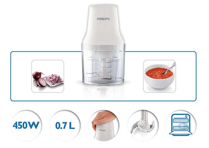 Philips Daily Collection Chopper 450 W, 0.7 L, Plastic bowl, 2 Blades (HR1393/01)