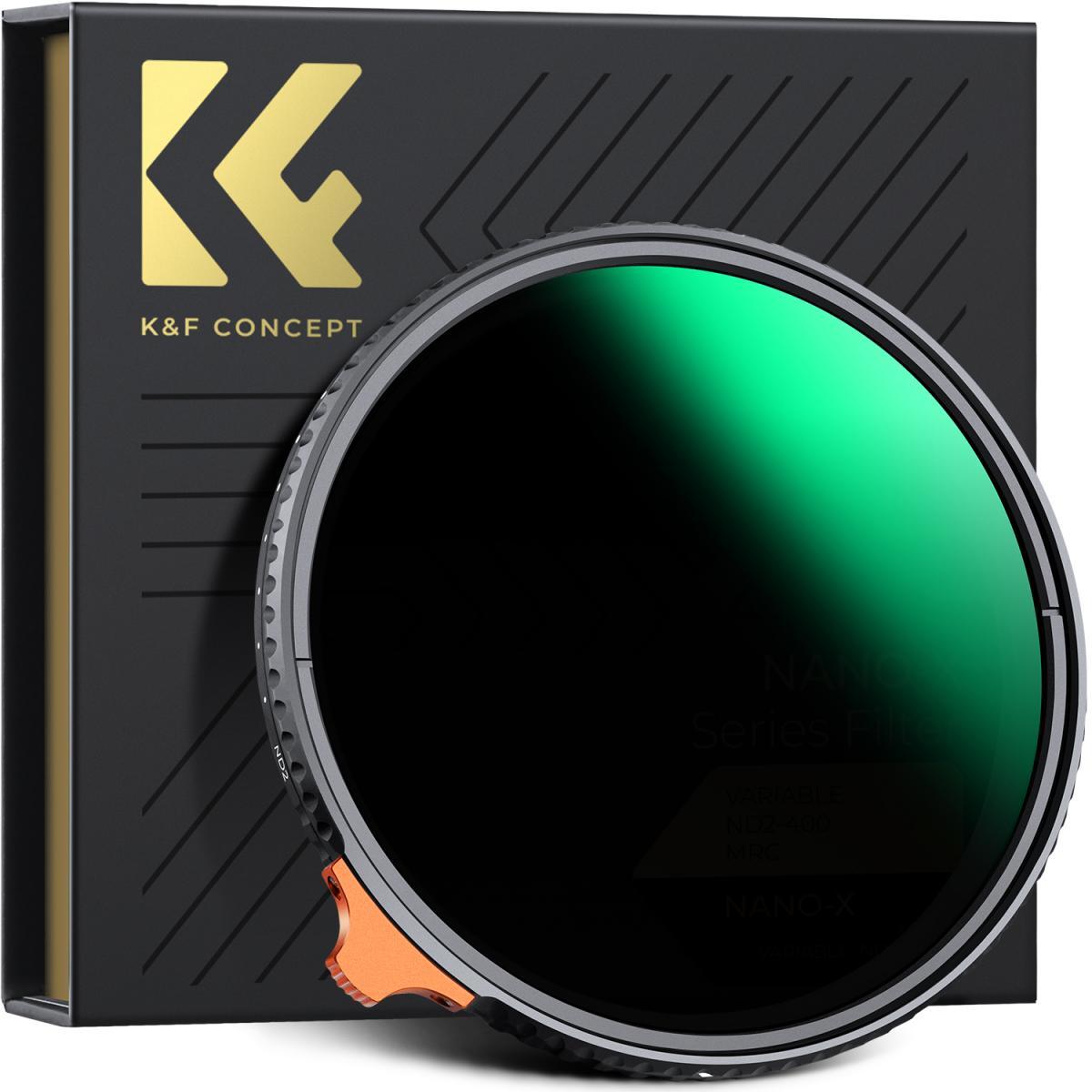 فلتر عدسة K&F Concept Nano-X ذو الكثافة المتغيرة، ND2- ND400، 77 مم، من 1 إلى 9 درجات توقف، KNF-1465
