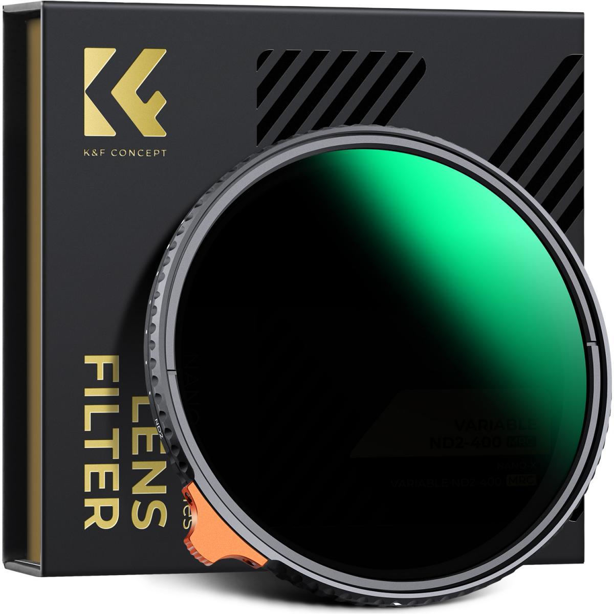 فلتر عدسة K&F Concept Nano-X ذو الكثافة المتغيرة، ND2- ND400، 82 مم، من 1 إلى 9 درجات توقف، KNF-1466