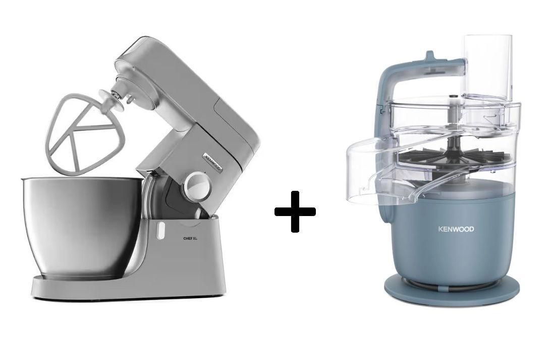 كينوود شيف ، 1200 واط، وعاء سعة 6.7 لتر، تحكم ذكي، وعاء من الفولاذ المقاوم للصدأ، OWKVL4100S + محضر طعام كينوود، 650 واط، وعاء سعة 1.3 لتر، FDP22.130GY