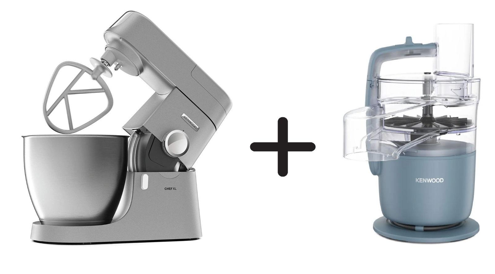 محضرة طعام كينوود، هيكل معدني، 1200 واط، وعاء فولاذي سعة 6.7 لتر، KVL4230S + محضرة طعام كينوود، MultiPro Go، 650 واط، وعاء سعة 1.3 لتر، FDP22.130GY