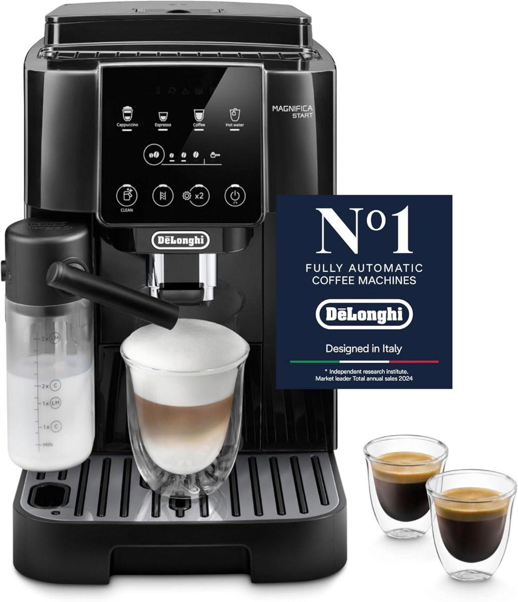 De'Longhi Magnifica Start, Fully Automatic Coffee Machine, Bean to Cup, Ideal for Espresso, Americano, Cappuccino, Latte, Macchiato & Many More Coffee Recipes, 6+ Functions, 1450W, 1.8L, 15 Bar, ECAM220.60.B, Black