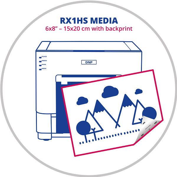 DNP 6x8” (15x20cm) Media with backprint for RX1HS Printer (RX1-P6)