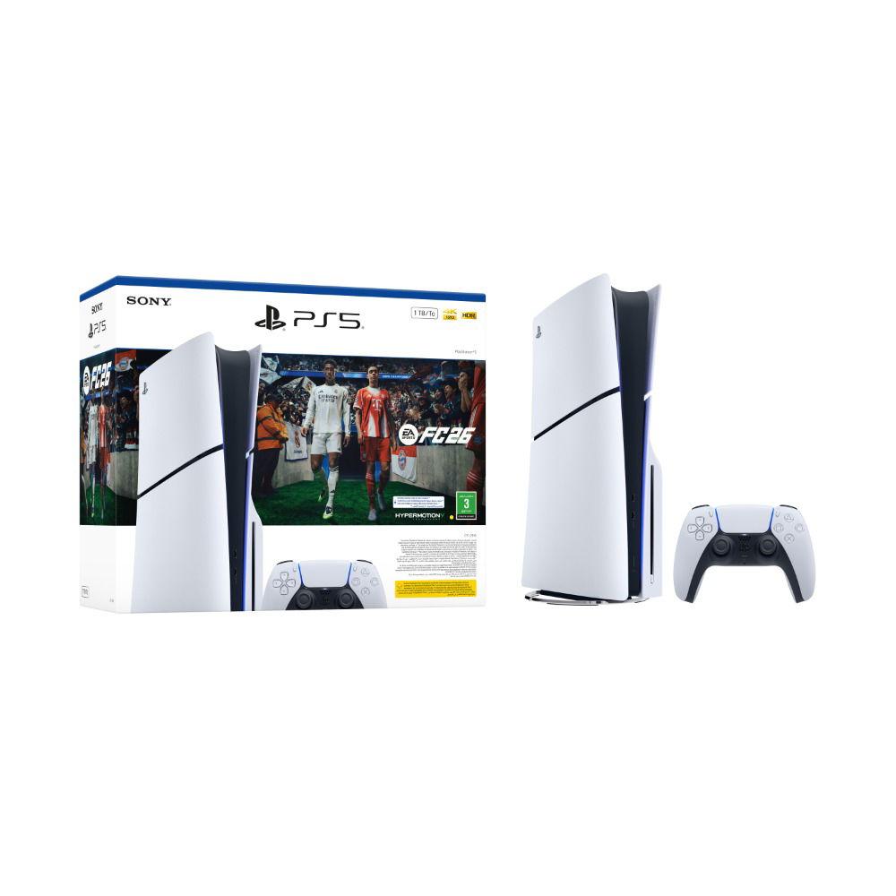 Sony PlayStation 5 Bluray Disc Console 1TB with EA Sports FC26 PS5 Game Voucher, HDR Technology, Ultra High Speed SSD, CFI-2116A-FC26VCH, White