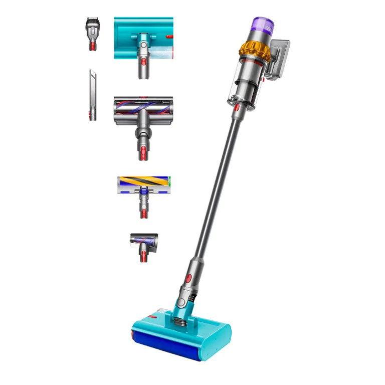 مكنسة دايسون V15s Detect Submarine™ الكهربائية للتنظيف الرطب والجاف، 240 واط، 0.77 لتر، مدة تشغيل 60 دقيقة، محرك هايرديميوم، SV47Submarine، أصفر/نيكل