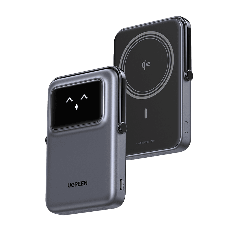 شاحن متنقل يوجرين Uno لاسلكي مغناطيسي بتقنية MagSafe بسعة 10000 مللي أمبير بقوة 15 واط،تقنية Qi2، حجم صغير، قوة كبيرة، 45329 ، رمادي